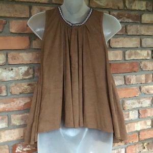 Freeway boutique brand faux suede sleeveless top